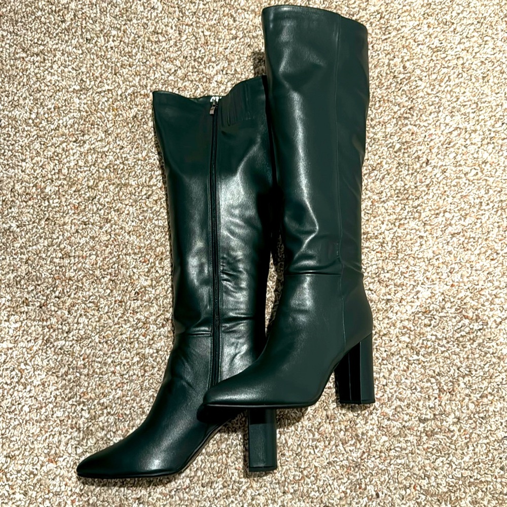 Green Faux leather knee high boots size 10